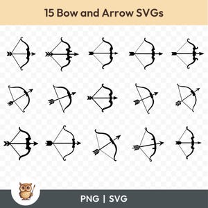 Bow and Arrow SVG Bundle, Bow and Arrow Clipart, 15 Archer Cut Files for Cricut, PNG and SVG, Vector Image Cut Files, Printable