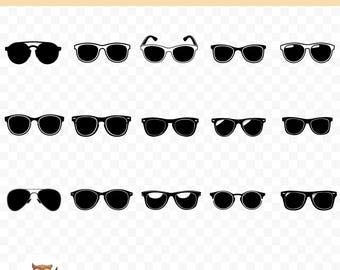 Sunglasses SVG Bundle, Sunglasses Clipart, 15 Sunglasses Cut Files for Cricut, PNG and SVG, Vector Image Cut Files, Printable