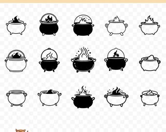 Kessel SVG-Bundle, Kessel Clipart, 15 Kessel-Schnittdateien für Cricut, PNG und SVG, Vektor-Bild-Schnittdateien, bedruckbar