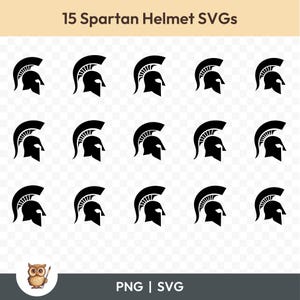 Spartan Helmet SVG Bundle, Spartan Helmet Clipart, 15 Spartan Helmet Cut Files for Cricut, PNG and SVG, Vector Image Cut Files, Printable