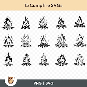 Campfire SVG Bundle, Campfire Clipart, 15 Campfire Cut Files for Cricut, PNG and SVG, Vector Image Cut Files, Printable
