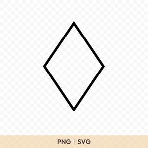 May include: A black outline of a diamond shape on a transparent background. The image includes the text "PNG | SVG" at the bottom, indicating the file formats available for download.