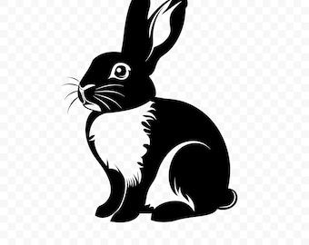 Rabbit Silhouette SVG: Bunny Cut File for Cricut, Silhouette, Digital Download, Printable Clipart, Commercial Use, Clip Art, Vector