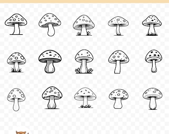 Paquete SVG de seta venenosa, imágenes prediseñadas de seta venenosa, 15 archivos de corte de seta venenosa para Cricut, PNG y SVG, archivos de corte de imágenes vectoriales, imprimibles