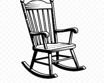 Fotel bujany SVG: Plik do wycinania fotela bujanego, Fotel bujany PNG, dla Cricut, Sylwetka, Clipart do druku, Wektor wystroju domu
