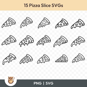 Pizza Slice SVG Bundle, Slice Of Pizza Clipart, 15 Pizza Cut Files for Cricut, PNG and SVG, Vector Image Cut Files, Printable