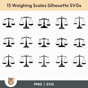 Weighing Scales Silhouette SVG Bundle, Weighing Scales Clipart, 15 Weighing Scales Cut Files for Cricut, PNG and SVG, Vector Image Cut Files