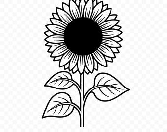 SVG de girasol: Archivo de corte de girasol para Cricut, PNG de girasol, imágenes prediseñadas imprimibles, uso comercial, vector de girasol, arte floral