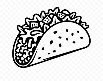 Taco SVG: Taco Cut File, Taco PNG, Taco Cricut, Taco Silhouette, Taco Clipart, Taco Vector, Taco Printable, Mexican Food Art