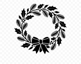 Ghirlanda di Natale SVG: File di taglio della ghirlanda, PNG della ghirlanda di Natale, Silhouette della ghirlanda, Cricut della ghirlanda di Natale, Clipart di Natale, Vettore della ghirlanda