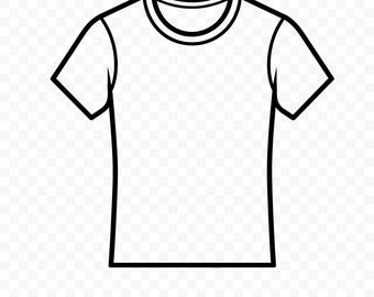 May include: A black and white line drawing of a t-shirt with short sleeves and a crew neck. The image includes the text "PNG | SVG" at the bottom, indicating the file formats available for the graphic.