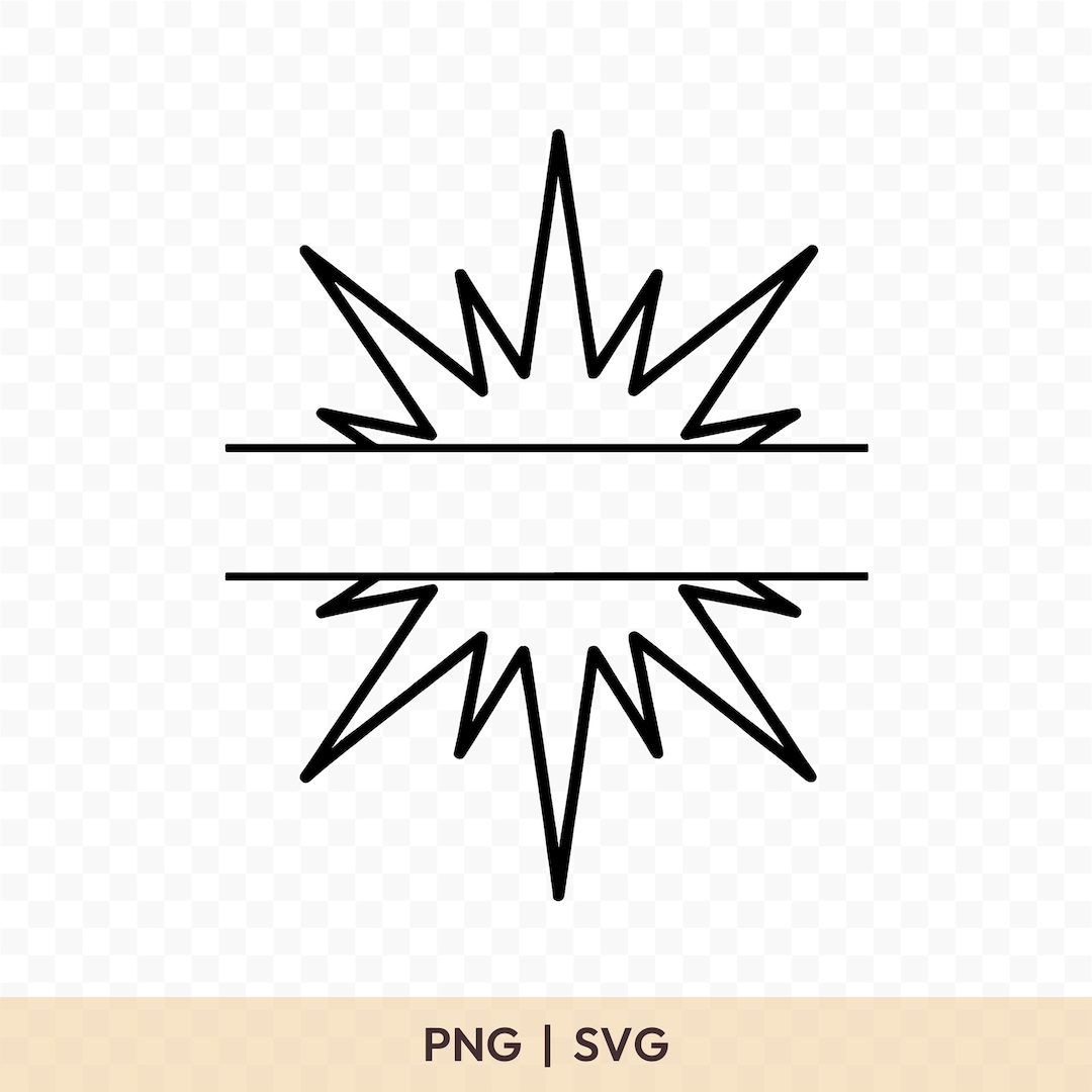 Rectangular Starburst Cut Out Starburst Split Monogram SVG: Starburst Cut File for Cricut, Starburst ...