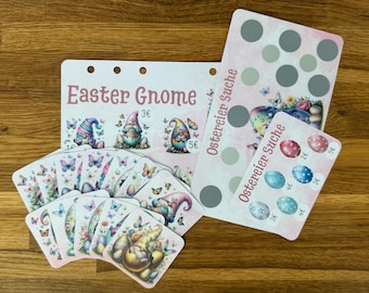 Easter Gnome || Sparspiel || Laminiert || 1 laminierter Tracker || passend für A6 Binder || 12 laminierte Kärtchen