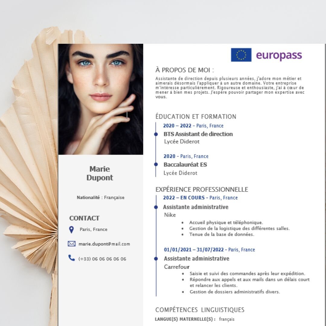 CV Template Europass CV Template EN Word Etsy