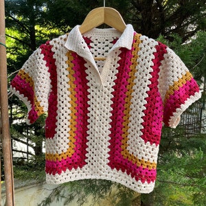 Crochet Shirt, Unisex Shirt, Crochet Overshirt, Crochet Multicolor Shirt, Crochet Shirt for Men, Crochet Shirt for Women, Beach Shirt