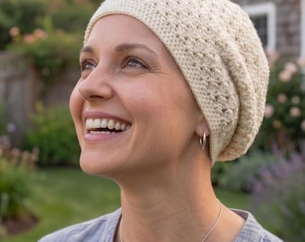 Gorro holgado de algodón bambú para quimioterapia: gorro transpirable de verano para mujer.
