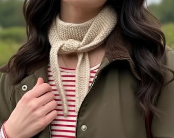 Handmade Mohair Sophie Scarf, Skinny Knit Neck Tie Scarf, Minimal Scandinavian Style Neck Warmer, Soft Winter Accessory, Gift for Her