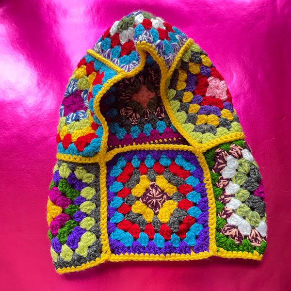 Crochet Balaclava, Unisex Granny Square Colorful Balaclava, Handmade balaclava, Warm Winter Hat, Christmas Gift, Winter Beret For Unisex