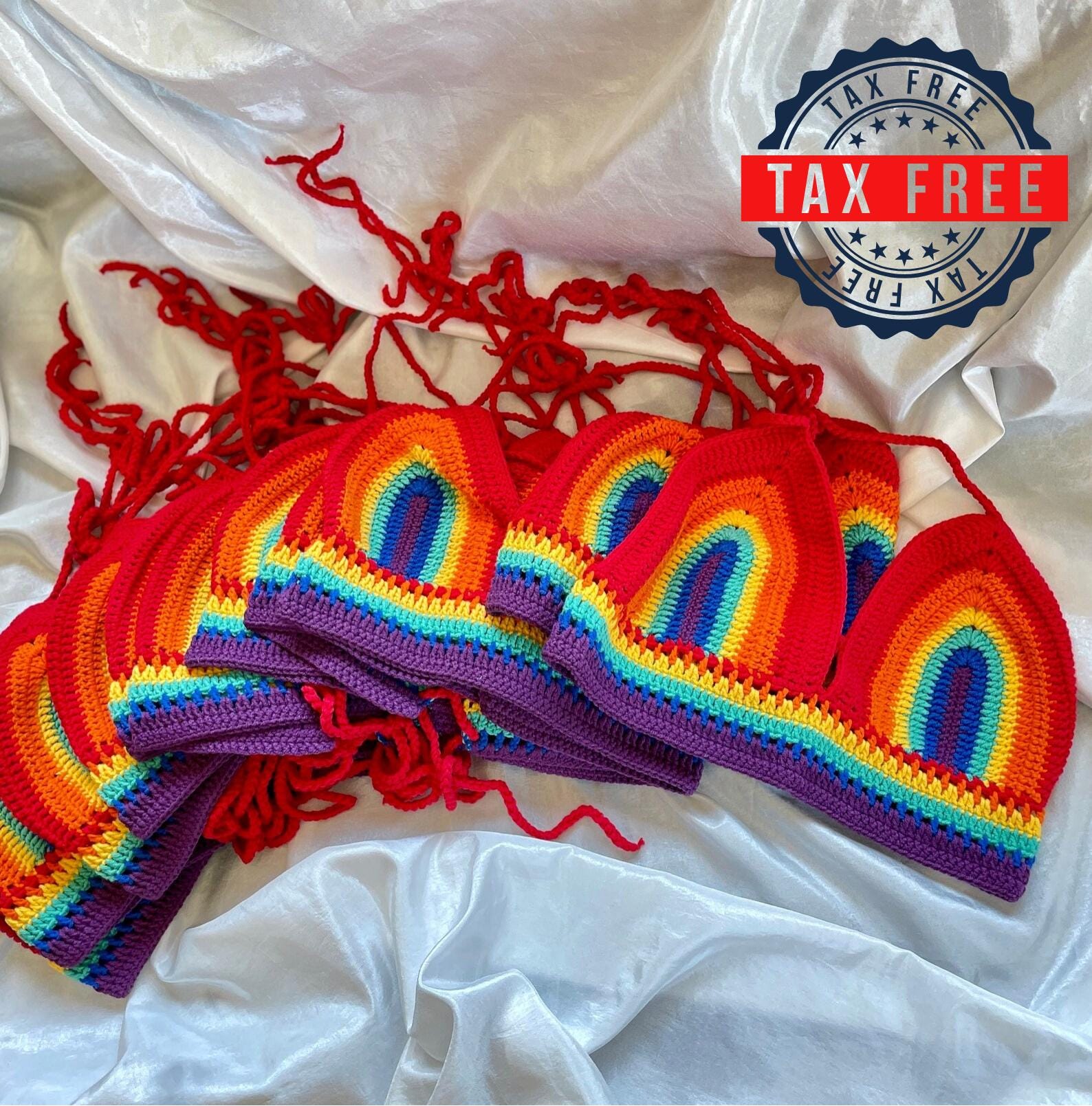 Pride Crop Top, Rainbow Crochet Top, Pride Outfit, Triangel Handmade Pride Top, Pride Parade Outfit, Rainbow Corset, Pride Outfit Plus Size