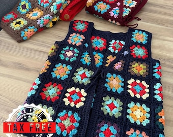 Crochet Vest, Granny Square Vest, Handmade Vest, Boho Vest, Summer Vest, Festival Clothing, Hand-Knit Vest