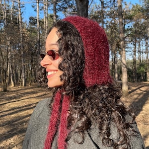 Gorro de punto de mohair: Pasamontañas ligero y mullido con lazo