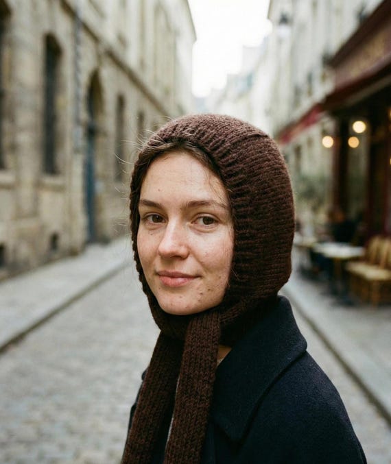 Handmade Brown Balabonnet Hood Soft Cotton Acrylic Mohair  display picture 1