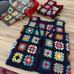Crochet Vest, Granny Square Vest, Handmade Vest, Boho Vest, Summer Vest, Festival Clothing, Hand-Knit Vest