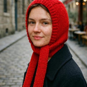 Balabonnet, sciarpa con cappuccio e cravatta lunga, copricapo invernale fatto a mano in misto mohair