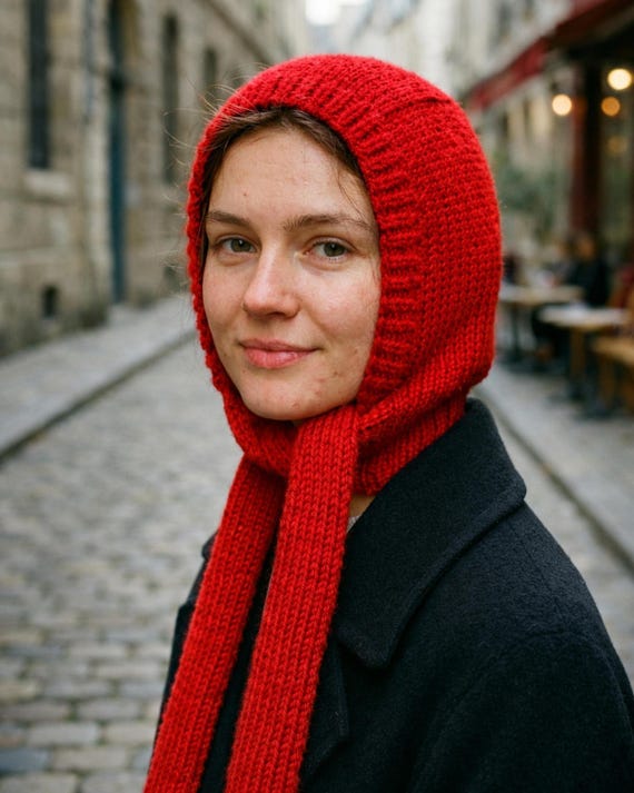 Balabonnet Long Tie Bonnet Hood Scarf, Handmade Mohair Blend Winter Headwrap