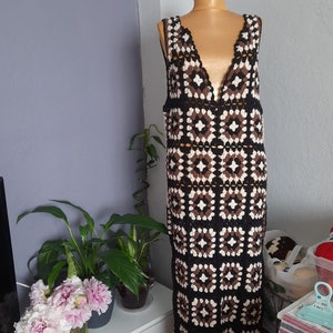 Crochet Granny Square Dress for Women Black Handmade Granny - Etsy