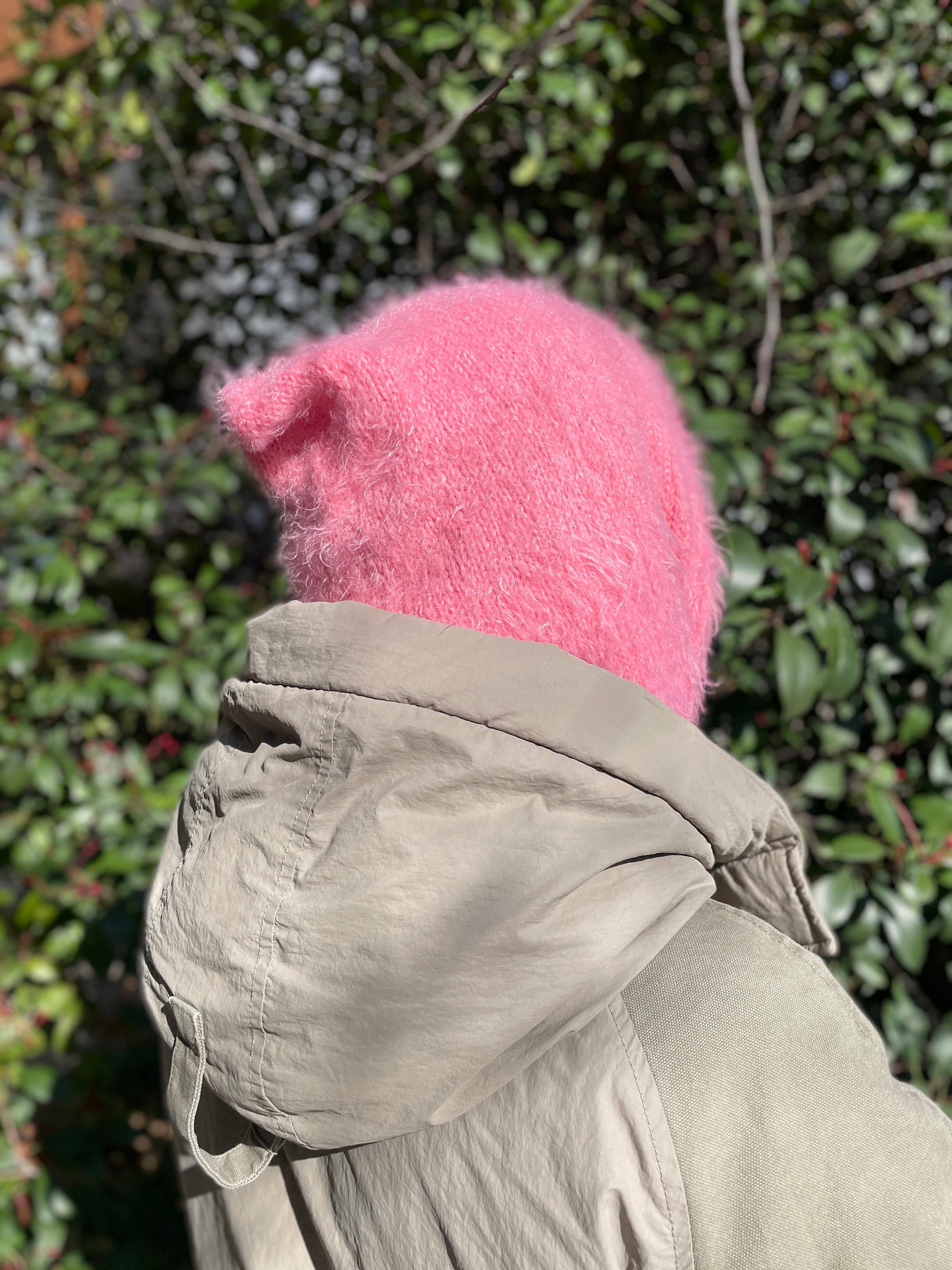 Hand Knit Balaclava, Unisex Balaclava Hood, Pink Warm Winter