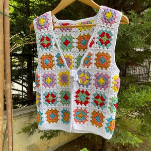 Crochet Vest, Granny Square Vest, Handmade Vest, Boho Vest, Summer Vest ...