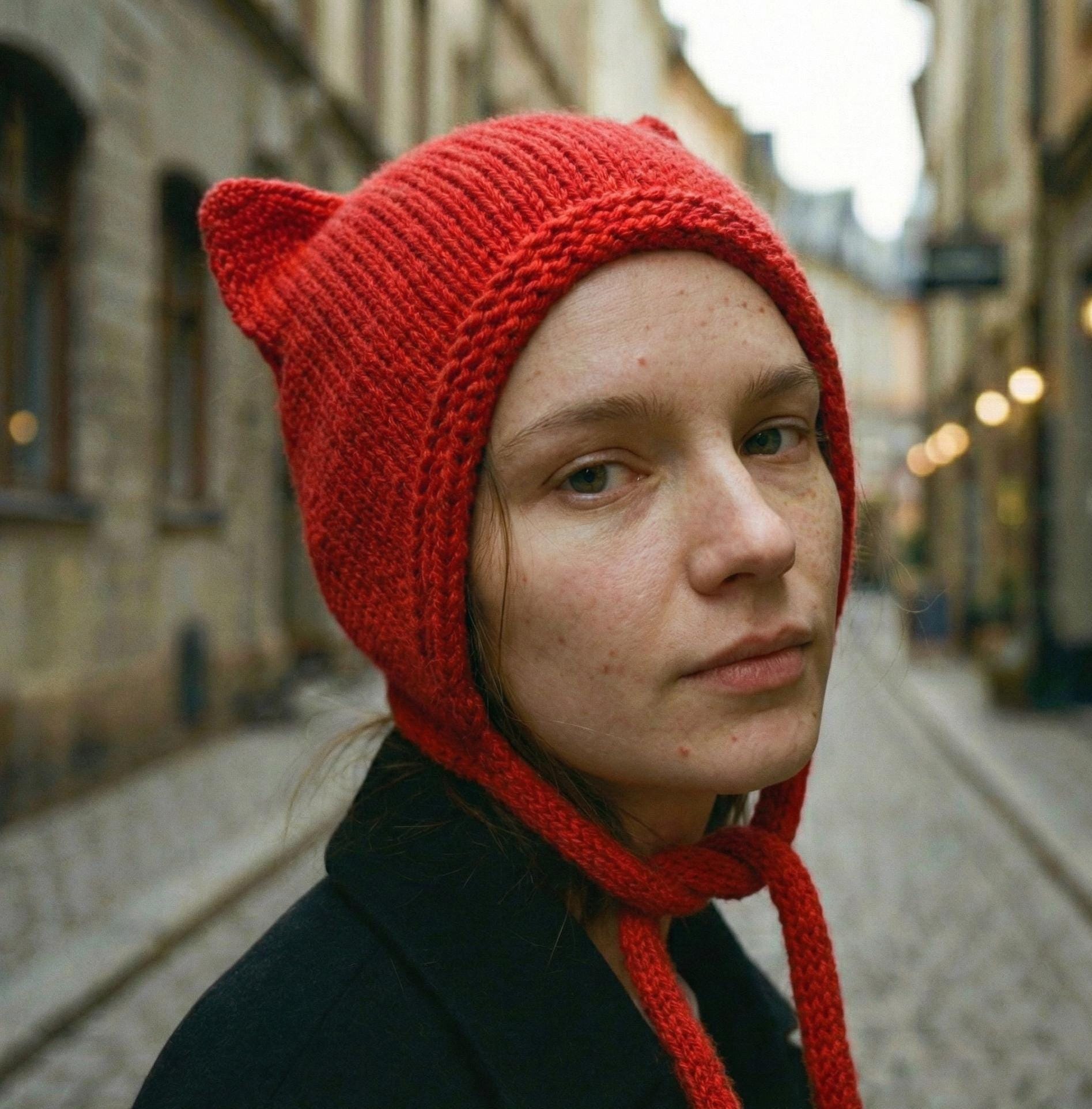 Red Wool Bonnet - Etsy