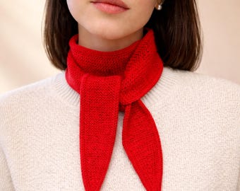 Merino Wool Sophie Scarf, Hand Knit Skinny Neck Tie Scarf