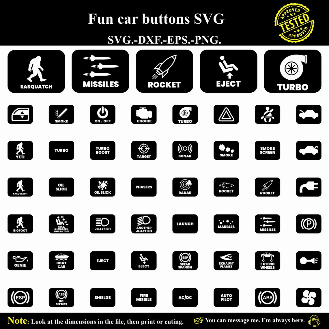 Car Interior Button Sticker SVG Etsy