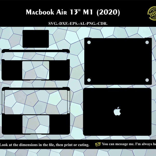 Macbook Air 13 inch M1 2020 Skin Template cut file SVG Vector Cut file