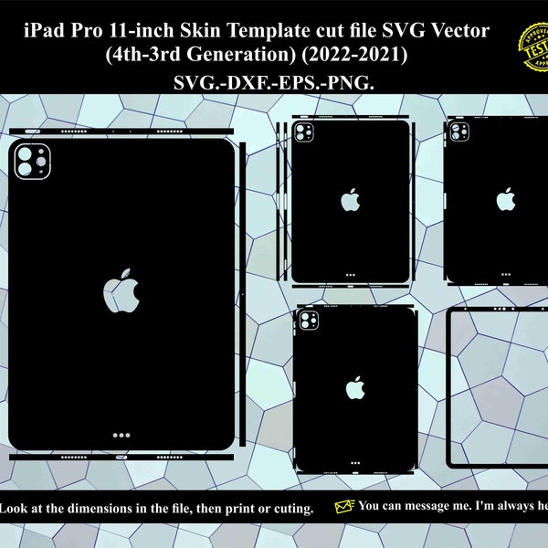 iPad Pro 11 inch Skin Template cut file SVG Vector (4th-3rd Generation)(2022-2021)