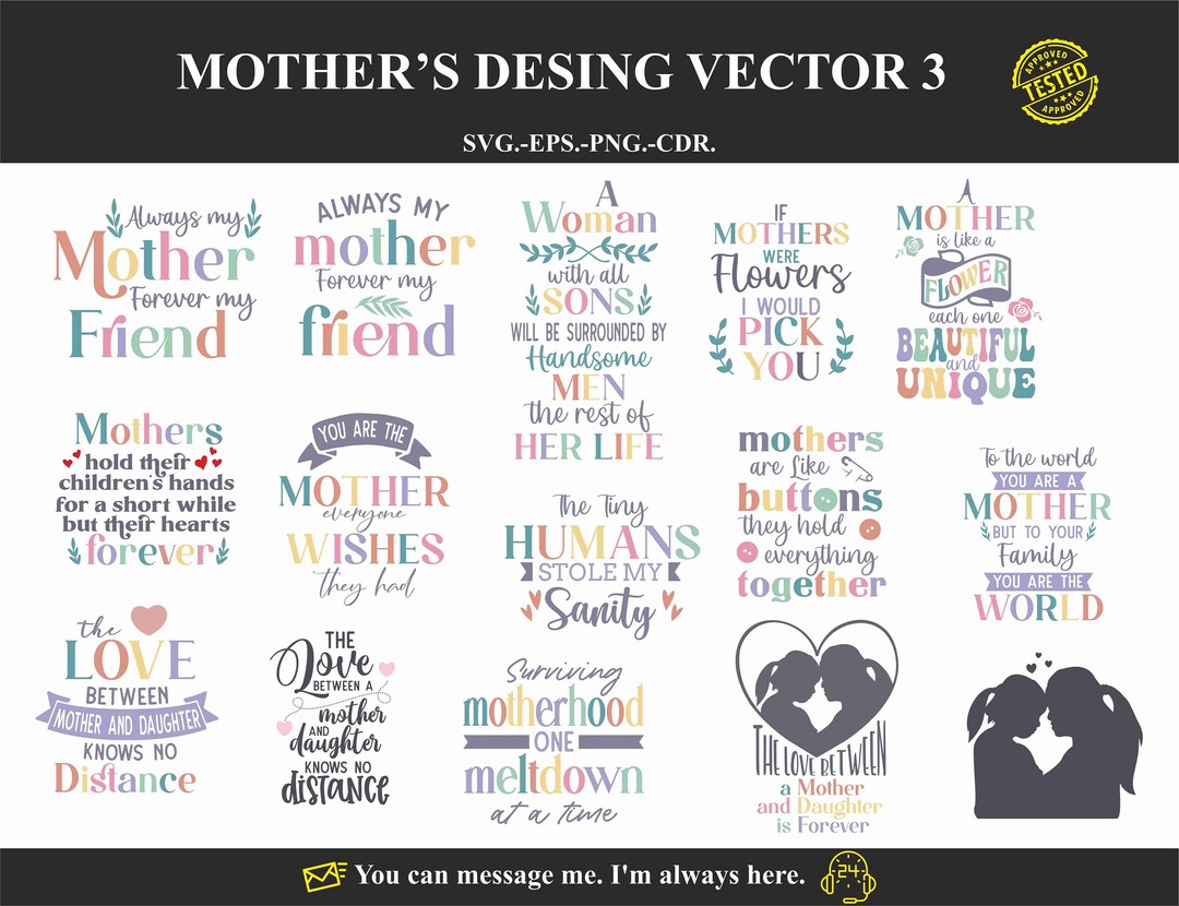 Mothers Day SVG Vector Cricut Compatible Design 3 - Etsy