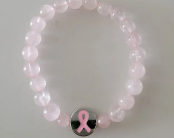 Rose Quartz Cancer Awareness Bracelet
