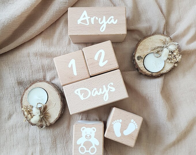 Baby Age Blocks Milestone Month Blocks Baby Shower Gift Etsy Canada