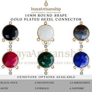 BZ022 Connecteur 14 mm à quatre boucles pour pierres précieuses | Charm rond à facettes en plaqué or | Composant de fabrication de bijoux en pierre naturelle | Lot de 5