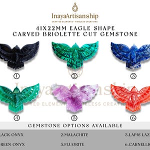 CS002 41x22mm Carved Eagle Shape Gemstone Pendant | Briolette Cut Totem Bird | Natural Gemstone for Jewelry Making  | Gemstone Bird Carving