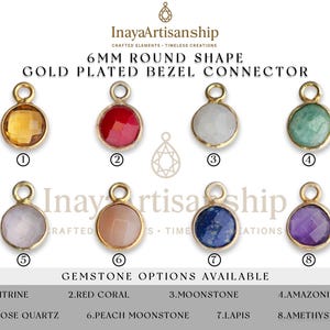BZ014 6mm Round Shape Gold Plated Single Flate Loop Gemstone Bezel Connector , Semi-Precious Link for Jewelry Making Supplies - Pack Of 10