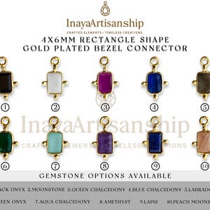 BZ025 4x6mm Rectangle Gold Bezel Connector with SIngle Flat Loop&3 Single Balls/Rawa | | Designer Jewelry Finding,Dainty Pendant Pack Of 10