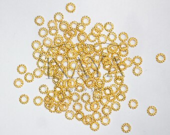 8mm Gold Plated Daisy Spacer Beads | GPB002 | Round Beaded Edge Beads for Jewelry Making | Gold Fill Style Findings | Craft Supplies