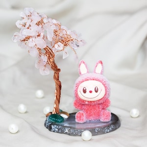 Rose Quartz Crystal Tree with Cute Bunny | Handmade Healing Tree for Love & Positivity | Spiritual Decor | Gift for Kids | Feng Shui Decor