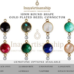 BZ018 10mm Round Shape Gold Plated Bezel Connector | Natural Gemstone Charm | Jewelry Making Supply | Double Loop Pendant | Pack Of 10