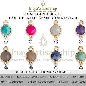 BZ013 6mm Round Shape Gold Plated Gemstone Bezel Connector 3 Balls/Rawa ,  Semi-Precious Link for Jewelry Making Supplies - Pack Of 10