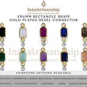 BZ024 Connecteur rectangulaire plaqué or 4 x 6 mm | Petites pierres précieuses | Fournitures pour la fabrication de bijoux | Lot de 10 pendentifs Dainty à double boucle