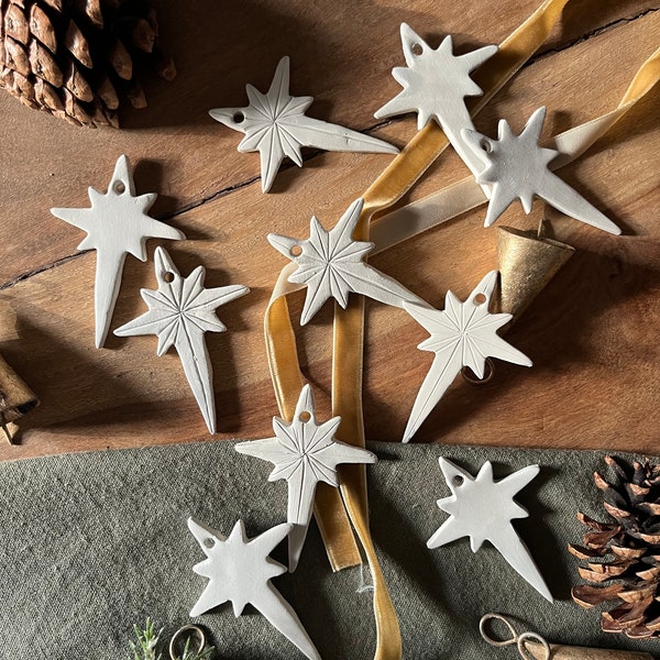 Handmade Clay Bethlehem Star Ornaments Set of 5|10|15|20 || Christmas Decoration || Noel || Gift Tags || Xmas